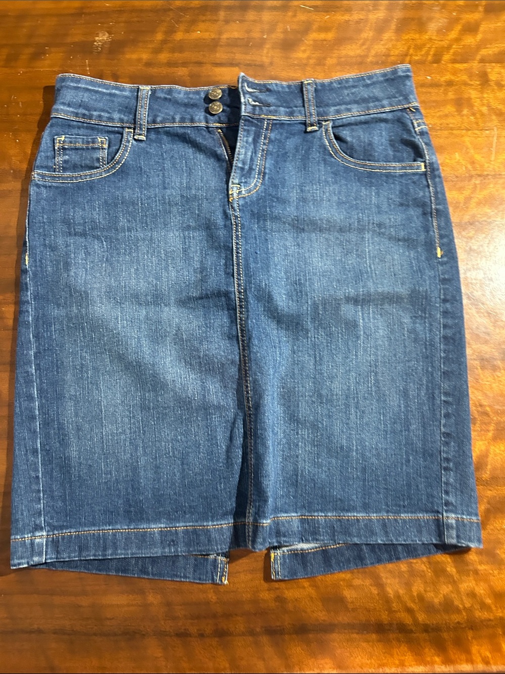 Old Navy Blue Denim Midi Pencil Skirt